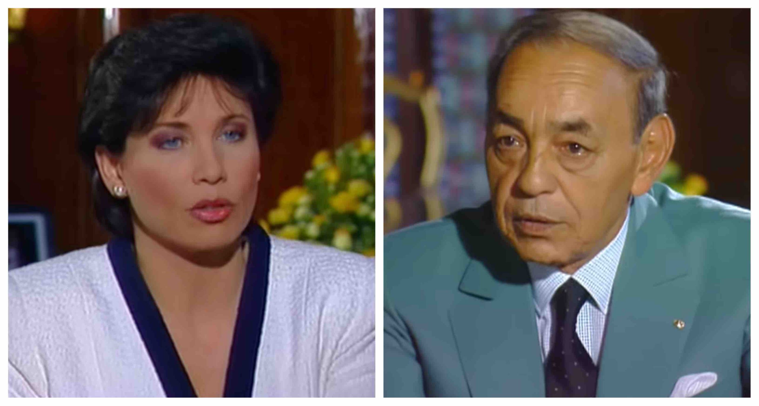 Roi Hassan II avec la journaliste Anne Sinclair
