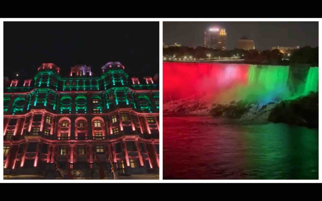 Fête du Trône couleurs du Maroc Londres chutes Niagara