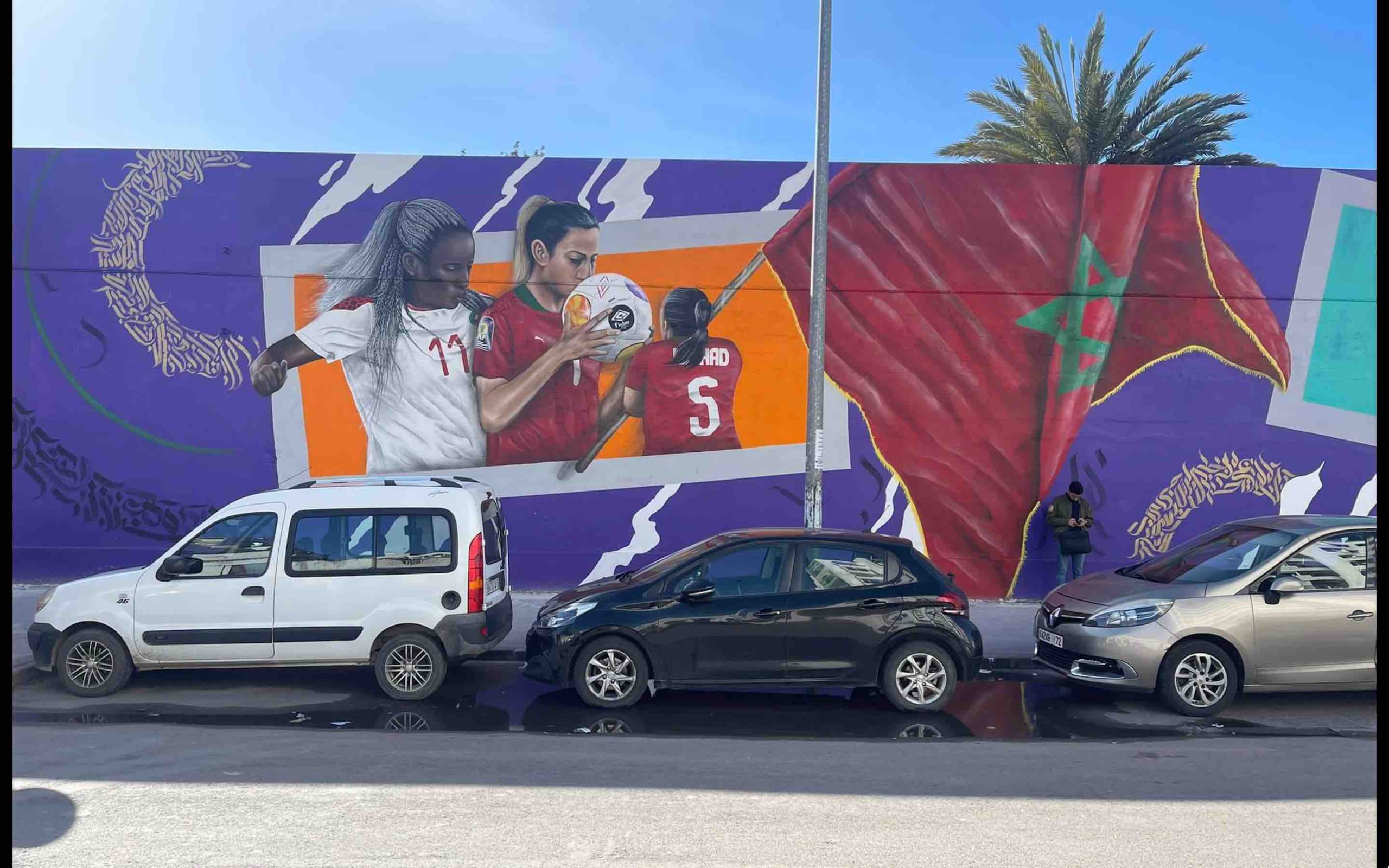 Casablanca Anass Dou Jdid fresque murale en hommage aux Lionnes de l'Atlas