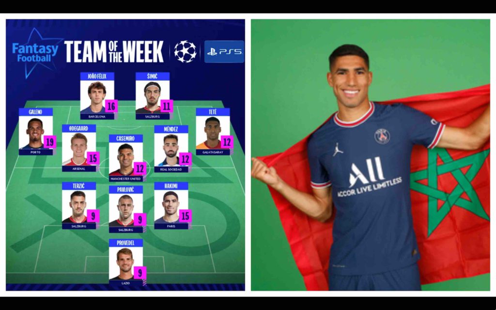 Achraf Hakimi équipe type ligue des champions C1 UEFA