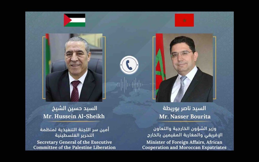 Hussein Al-Sheikh Nasser Bourita Maroc Palestine