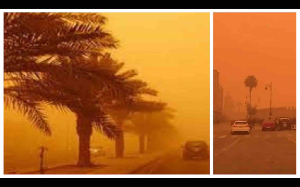 Maroc fortes rafales de vent avec chasse-poussière