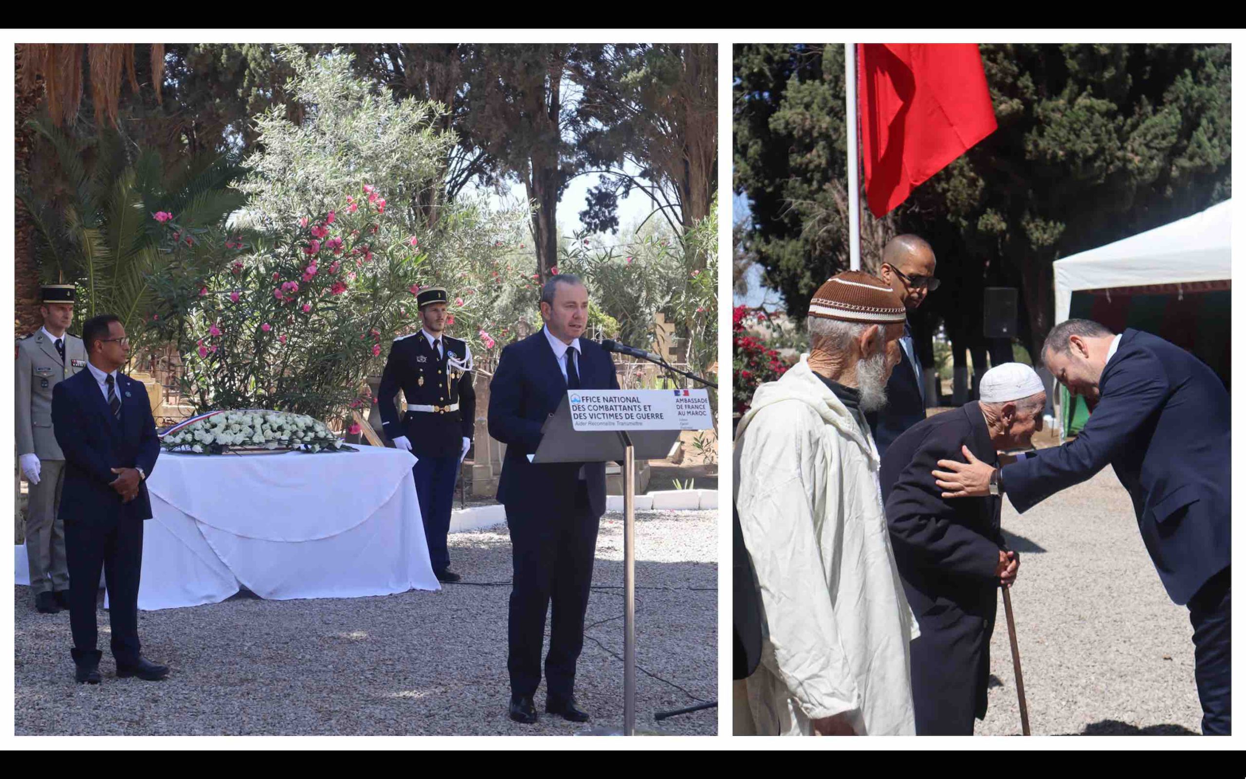 L'ambassadeur de France au Maroc Christophe Lecourtier rend hommage à deux anciens combattants marocains