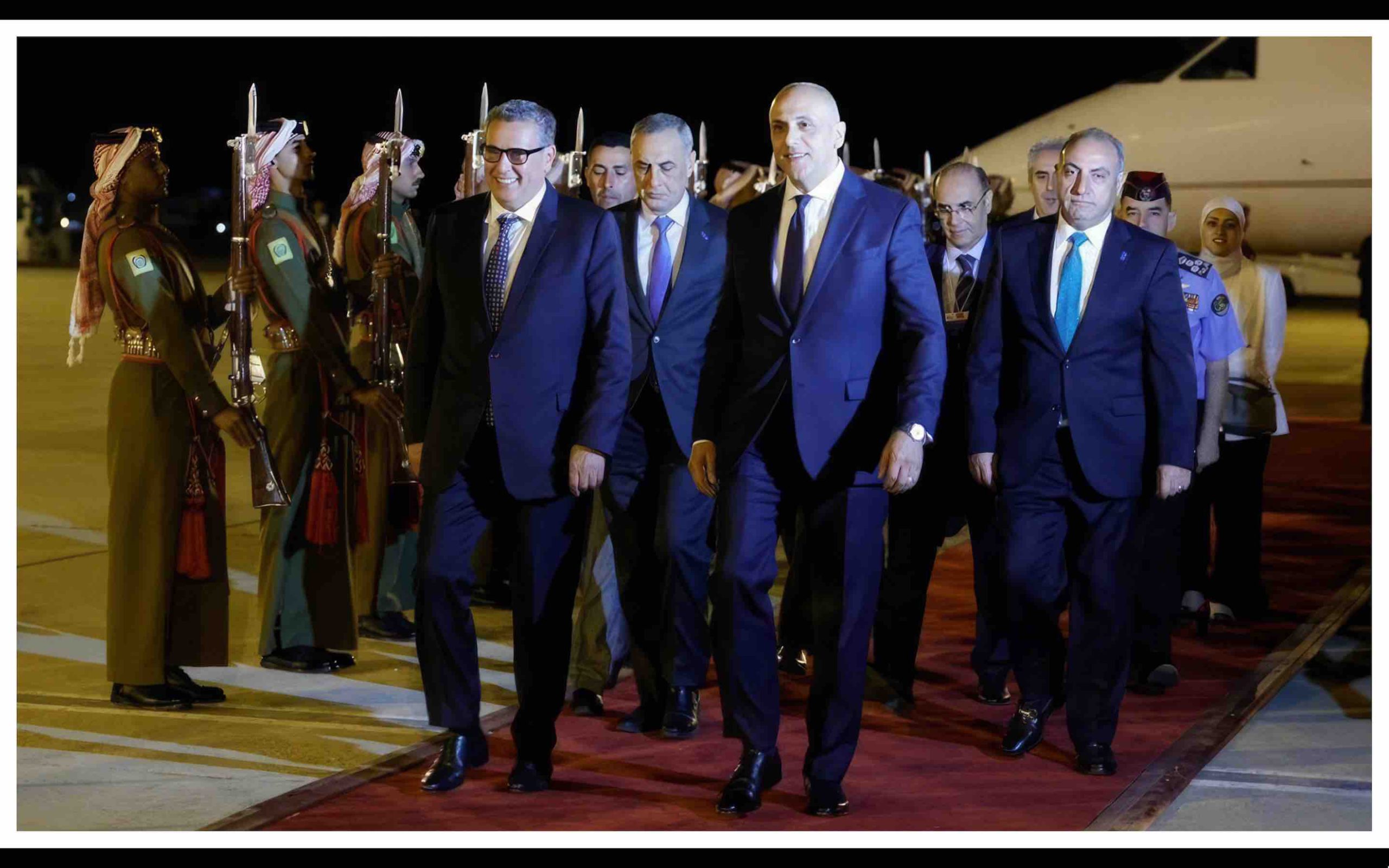 Amman : Aziz Akhannouch Roi Maroc Mohammed 6 Conférence internationale sur l’aide humanitaire urgente à Gaza Palestine