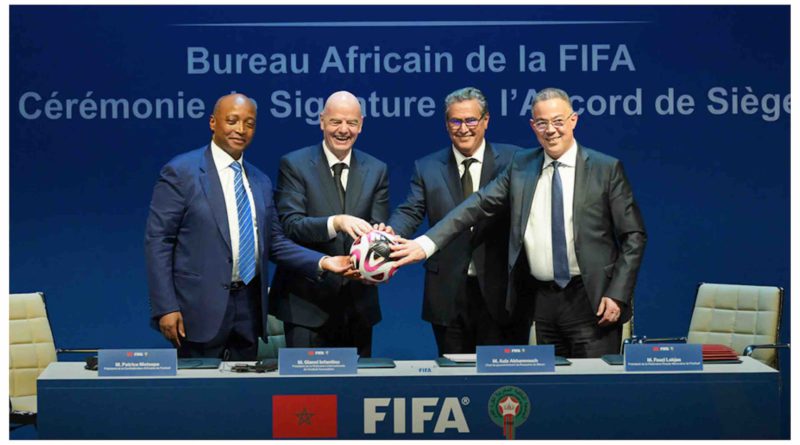 Maroc Morocco FIFA CAF Aziz Akhannouch Fouzi Lekjaa Gianni Infantino Patrice Motsepe