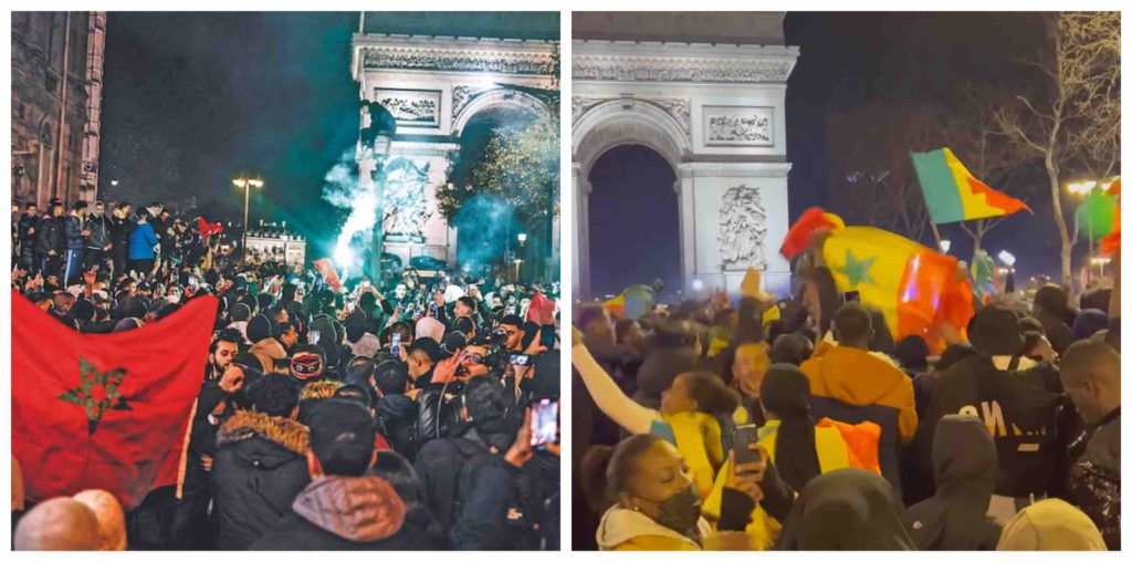 supporters sénégalais marocains Maroc Sénégal Paris Champs-Élysées