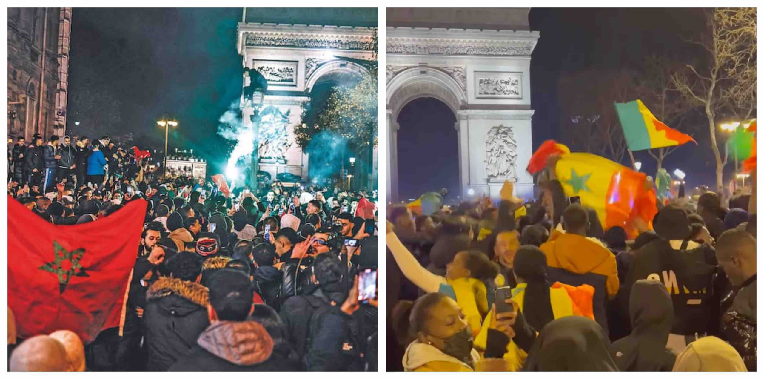 supporters sénégalais marocains Maroc Sénégal Paris Champs-Élysées